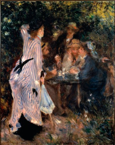 Sous la tonnelle. Portraits des peintres Claude Monet, Alfred Sisley et Norbert Goeneutte. Peinture de Pierre Auguste Renoir - Pierre Auguste Renoir