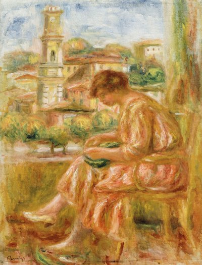 Femme à la fenêtre avec vue sur le Vieux Nice, 1918 - Pierre Auguste Renoir