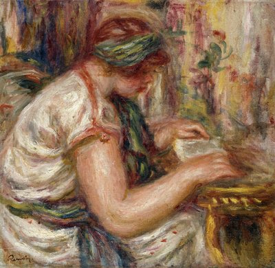 Femme en blouse arabe lisant - Pierre Auguste Renoir