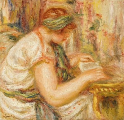 Femme en blouse arabe lisant - Pierre Auguste Renoir