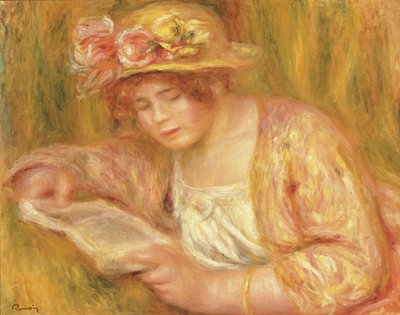 Femme avec un Chapeau Lisant, vers 1917-18 - Pierre Auguste Renoir