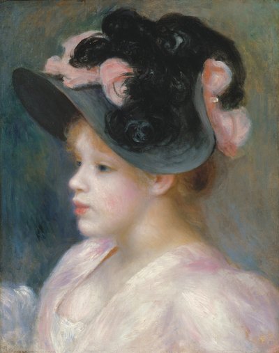 Jeune fille avec un chapeau rose et noir, vers 1891 - Pierre Auguste Renoir