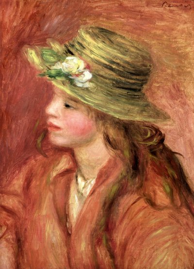 Jeune fille au chapeau de paille, vers 1908 - Pierre Auguste Renoir