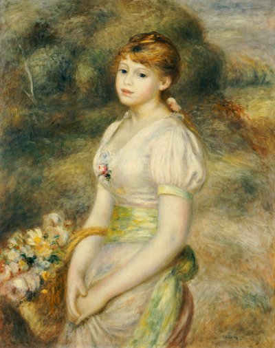 Jeune fille avec un panier de fleurs - Pierre Auguste Renoir