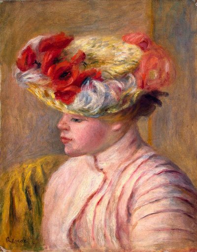 Jeune Femme au Chapeau Fleuri, 1892 - Pierre Auguste Renoir