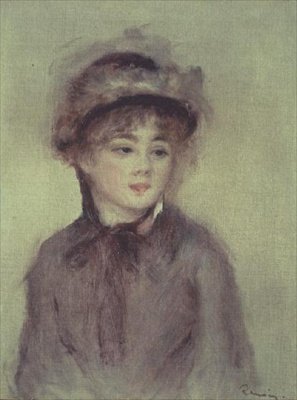 Jeune femme avec un chapeau - Pierre Auguste Renoir
