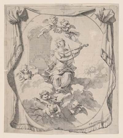Sainte Cécile sur des nuages soutenue par des anges, 1696 - Pierre Berchet