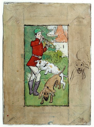 Un chasseur avec ses chiens Dessin de Pierre Bonnard - Pierre Bonnard