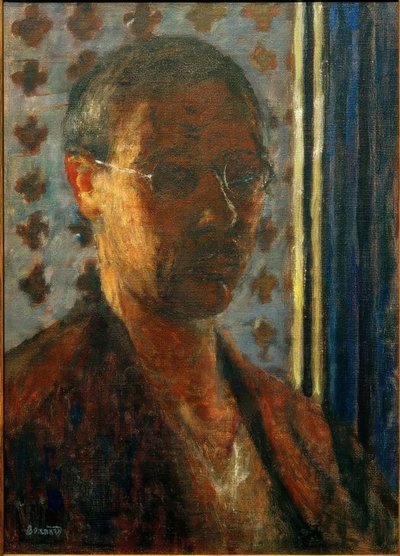 Autoportrait à contre-jour, papier à fleurs - Pierre Bonnard