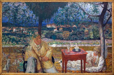 Dans le jardin (conversation en Provence). Avec les portraits de Jozef Pankiewicz (1866-1940, peintre polonais) et Marthe de Meligny (née Maria Boursin) - Pierre Bonnard