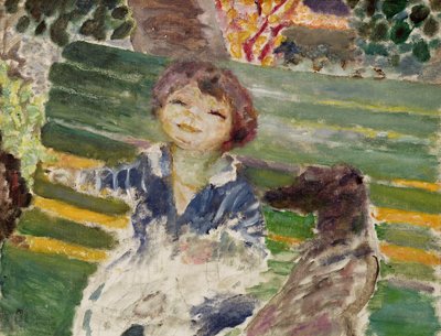 Petite fille avec un chien - Pierre Bonnard