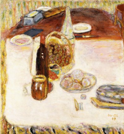 Nature morte avec bouteille de vin rouge - Pierre Bonnard