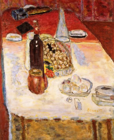 Nature morte avec bouteille de vin rouge - Pierre Bonnard