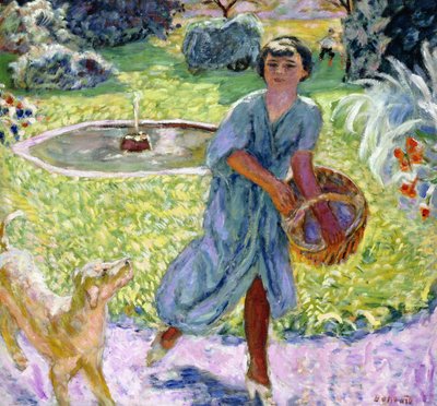 La Jeune Fille ou Jeune Fille Jouant avec un Chien - Pierre Bonnard