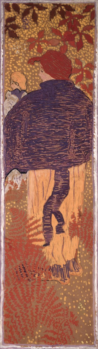 Femme en cape, un des quatre panneaux de Femmes dans le jardin - Pierre Bonnard