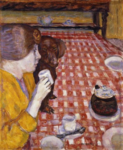 Jaune et Rouge (La Nappe aux Carreaux Rouges) - Pierre Bonnard