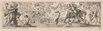 Putti et satyres tirant des flèches - Pierre Brebiette
