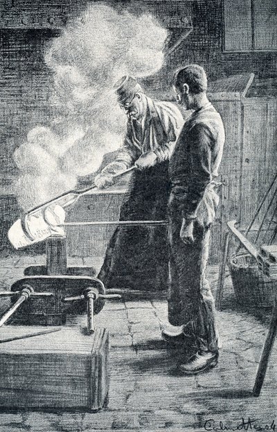 Fabrication de coutellerie : lingot coulé dans un moule - Pierre Calmettes