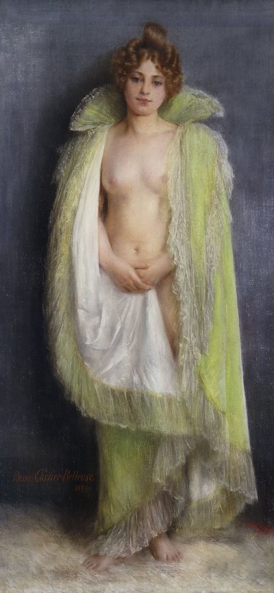 Un nu avec un manteau vert - Pierre Carrier Belleuse