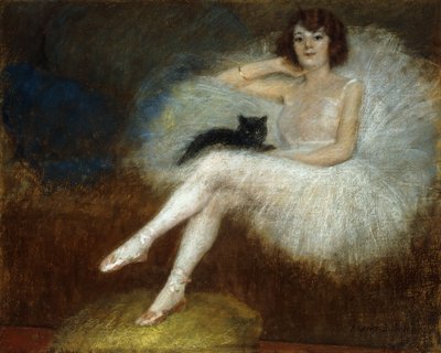 Ballerine avec un chat noir - Pierre Carrier Belleuse