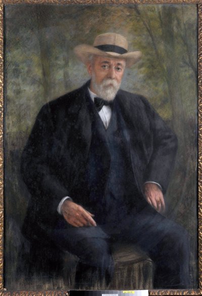 Portrait du président du conseil Henri Brisson (1835-1912) dans son jardin à Montmorency - Pierre Carrier Belleuse