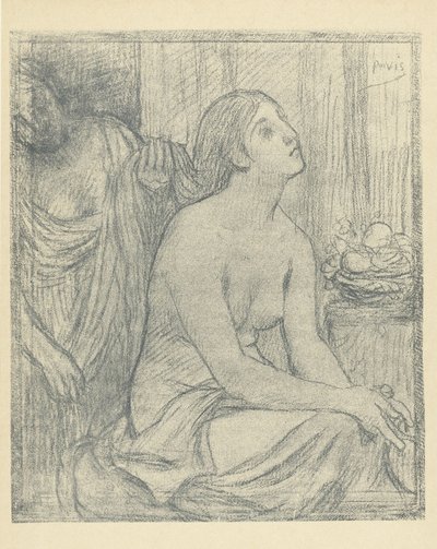 Femme peignant une femme à moitié nue assise (L