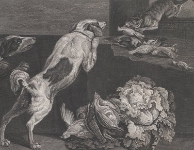 Chiens et nature morte, 1778 - Pierre Charles Canot