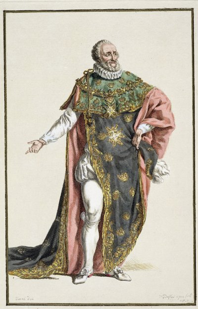 Henri IV, roi de France, de Receuil des Estampes, représentant les Rangs et les Dignités, suivant le Costume de toutes les Nations existantes, publié en 1780 - Pierre Duflos