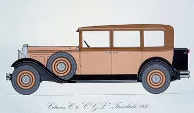 Planche représentant la voiture familiale Citroën de 1931 - Pierre Dumont