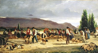 Le marché aux cochons - Pierre Edmond Alexandre Hedouin