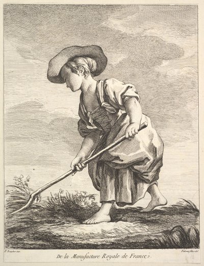 Petite fille faisant des travaux agricoles, du Premier Livre de Figures d