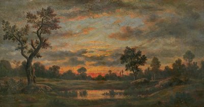 Paysage au coucher du soleil - Pierre Etienne Theodore Rousseau