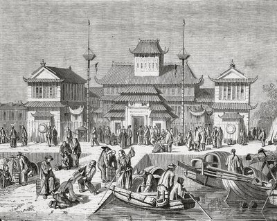 Chine, Shanghai, Maison des Douanes de Shanghai, gravure - Pierre Eugene Grandsire