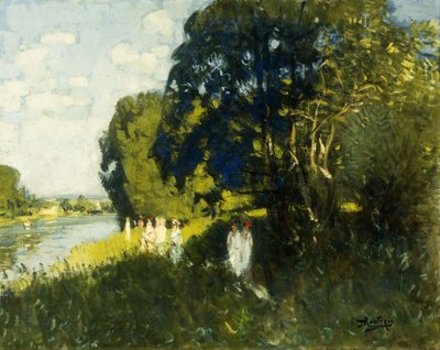 Un Beau Dimanche au Bord de la Seine - Pierre Eugene Montezin