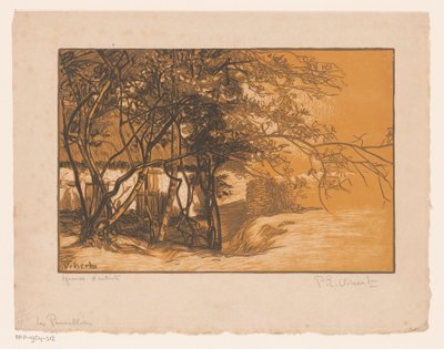 Paysage avec ferme derrière des arbres - Pierre Eugène Vibert (signed by artist)