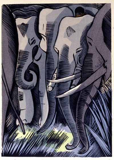 Mogli se cache sur le dos des éléphants. Rudyard Kipling "Le Livre de la Jungle" - Pierre Falke