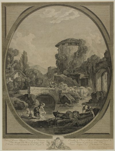 Paysage avec un pont et un pigeonnier - Pierre Francois Laurent