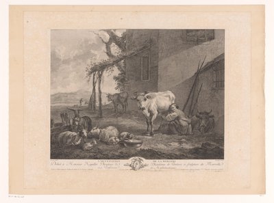 Bergère trayant - Pierre Francois Laurent