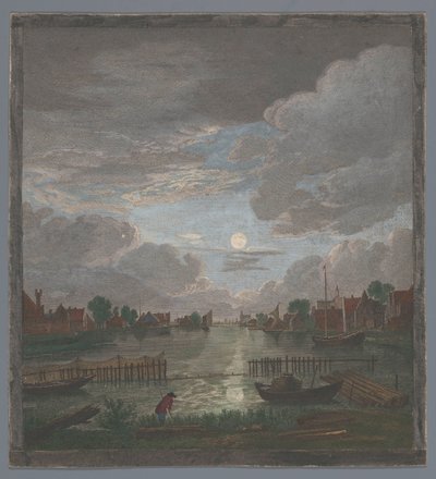Vue sur un canal près de Haarlem au clair de lune - Pierre François Basan