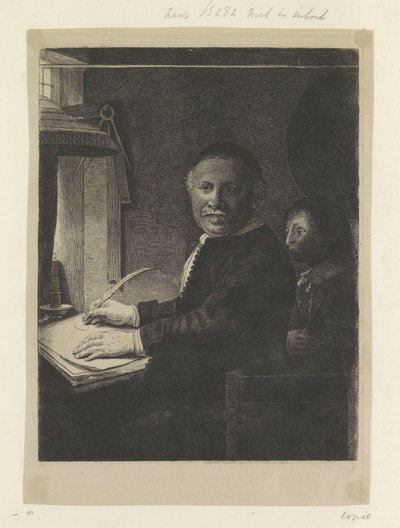 Portrait du maître écrivain Lieven Willemsz. van Coppenol : petite plaque - Pierre François Basan