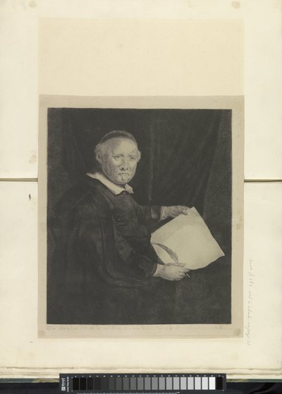Portrait du maître écrivain Lieven Willemsz. van Coppenol: grande plaque (série: Recueil de quatre-vingt-cinq estampes originales) - Pierre François Basan
