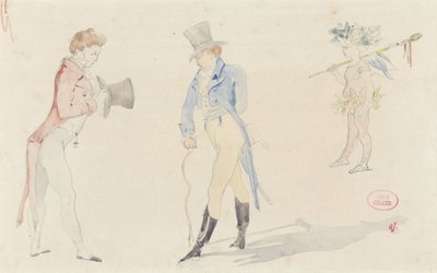Légère esquisse de deux dandys se rencontrant et un ballet-amour - Pierre François Eugène Giraud