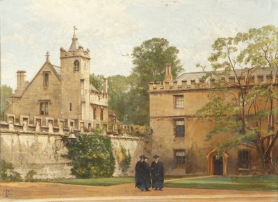 La salle de grammaire depuis le quadrilatère de St Johns en 1881 : Président Bulley dans l