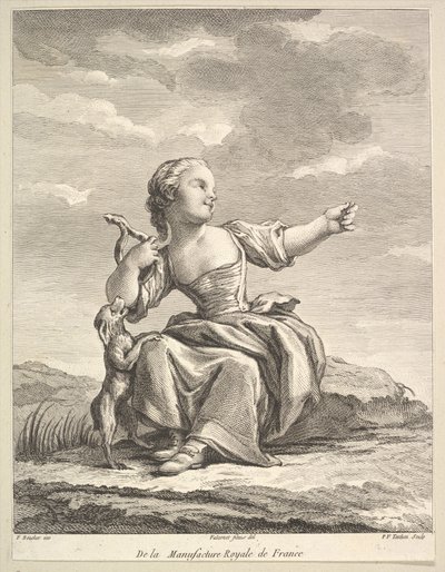 Petite fille jouant avec un chien, du Deuxième Livre de Figures d