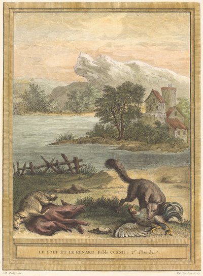 Le loup et le renard - Pierre François Tardieu after Jean Baptiste Oudry