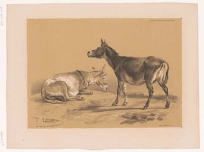 Étude de deux ânes - Pierre Frédéric Lehnert