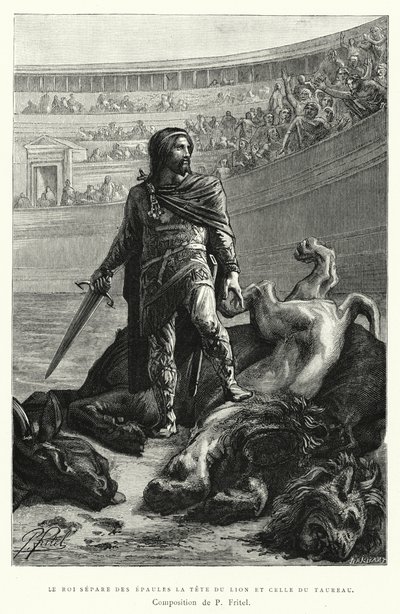 Le Roi sépare des épaules la tête du lion et celle du taureau - Pierre Fritel