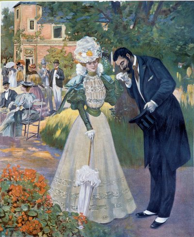 Belle époque : "Hand sex" : un homme saluant une femme lors d
