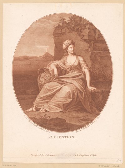 Figure féminine antique dans un paysage volcanique - Pierre Guillaume Alexandre Beljambe