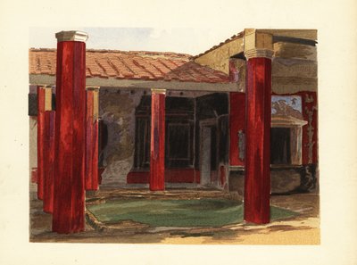 Colonnade du péristyle de la Maison de Salluste, Casa di Sallustio, Pompéi - Pierre Gusman